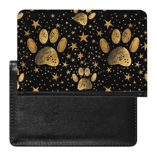 XJLAPWS Reisepasshülle Etui Hund Paws Stars Dots Muster Pu Leder Reisepasshülle Mit Kartenschlitz von XJLAPWS