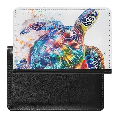 XJLAPWS Reisepasshülle Etui Meeresschildkröte Aquarell Pu Leder Reisepasshülle Mit Kartenschlitz von XJLAPWS