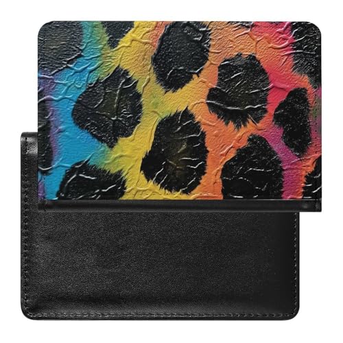 XJLAPWS Reisepasshülle Etui Regenbogen Leopard Skin Print Pu Leder Reisepasshülle Mit Kartenschlitz von XJLAPWS