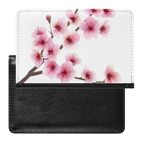 XJLAPWS Reisepasshülle Etui Rosa Blüte Kirsche Blumen Pu Leder Reisepasshülle Mit Kartenschlitz von XJLAPWS