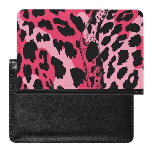 XJLAPWS Reisepasshülle Etui Rosa Leopardenfellmuster Pu Leder Reisepasshülle Mit Kartenschlitz von XJLAPWS