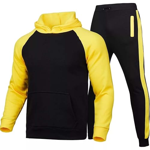 XJPXFQ Herren Jogginganzug Sportanzug, Trainingsanzug 2-Teiliger Kapuzenpullover Set Für Laufanzug Gym Jacke + Hose von XJPXFQ