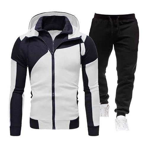 XJPXFQ Trainingsanzug Für Herren Kapuzenjacke Mit Reißverschluss Und Hosen Streetwear Jogging-Set 2- Teilig Sportanzug Freizeit Sporthose + Hoodie von XJPXFQ