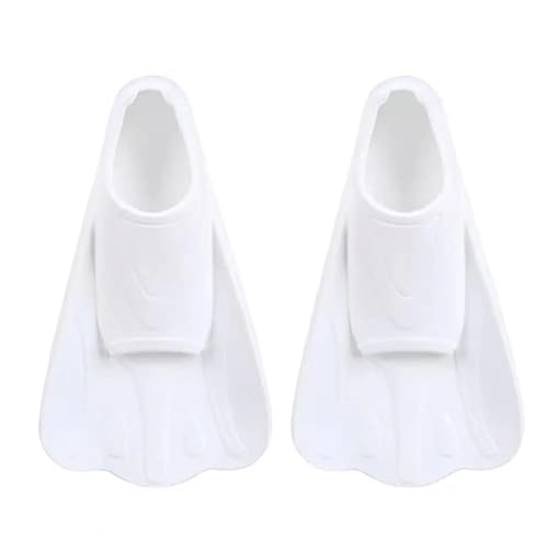 XJUMNI Schwimmflossen 1 Paar Schwimmflossen, bequem, rutschfest, professionelles Hilfstraining, Kurze Silikon-Schwimmflossen, Wassersport Zum Schwimmen Und Schnorcheln(White,3XS) von XJUMNI