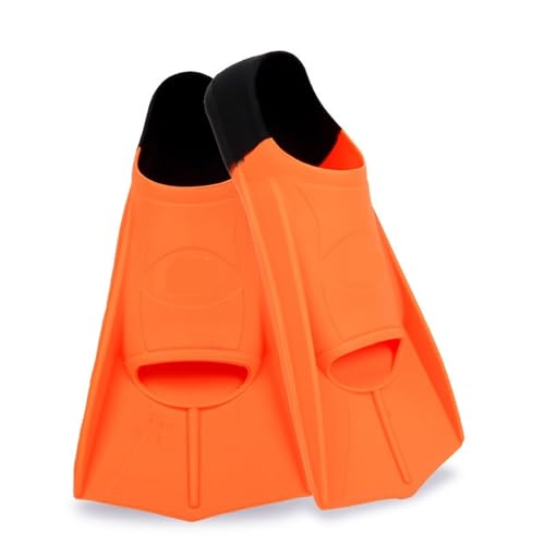 XJUMNI Schwimmflossen Kurze Schwimmflossen Silikon Tauchflossen Erwachsene Kinder Schwimmtraining Flossen Anfänger Schwimmen Wasserschuhe Zum Schwimmen Und Schnorcheln(Orange,S) von XJUMNI