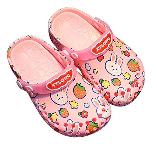 XKUN Gartenschuhe Sandalen Home Nette Clogs Sommer Jungen Mädchen Flache Hausschuhe Kinder Gartenschuhe-Pink,32 von XKUN