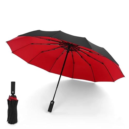 XKUN Regenschirm Doppelschicht Widerstandsresistenter Regenschirm 10K Starke Winddichte Automatische Regen Frauen Luxusgeschäft Männliche Große Regenschirme-Red von XKUN
