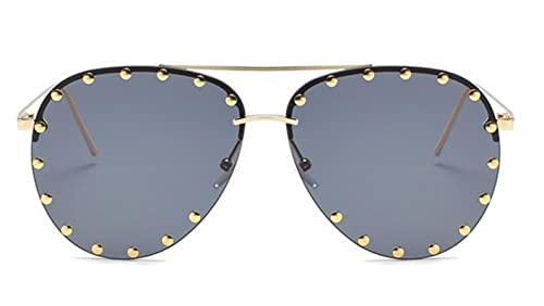 XKUN Sonnenbrille Damen Metall Niet Pilot Sonnenbrille Frauen Persönlichkeit Gläser Eyewear Shades Uv400-C1 Gold Black,A XKUN Sonnenbrille Damen Metall Niet Pilot Sonnenbrille Frauen Persönlichkeit Gläser Eyewear Shades Uv400-C1 Gold Black,A von XKUN