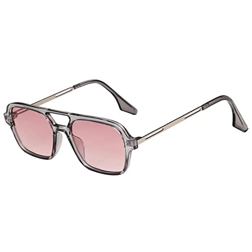 XKUN Sonnenbrille Retro Doppelbrücken Frauen Sonnenbrille Rosa Gradient Eyewear Trending Hollow Leopard Blaue Sonnenbrille Männer Shades-Gray Pink,As The Picture von XKUN