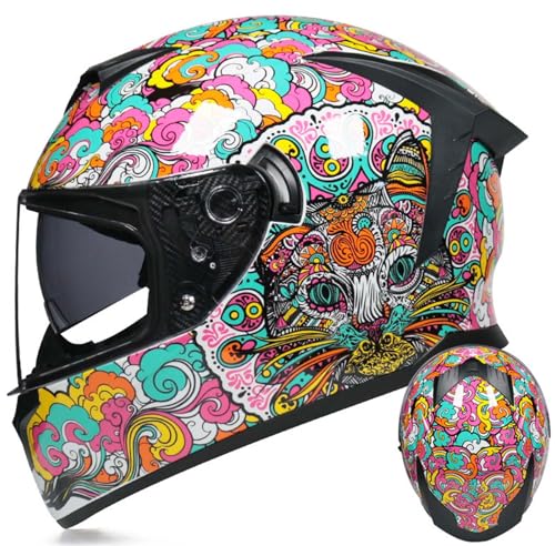 Integralhelm für Motorradfahrer, modularer Motorradhelm mit DOT/ECE-Belüftungsdesign, passend für 55–62 cm große Erwachsene Männer und Frauen C,L von XLGNXXL