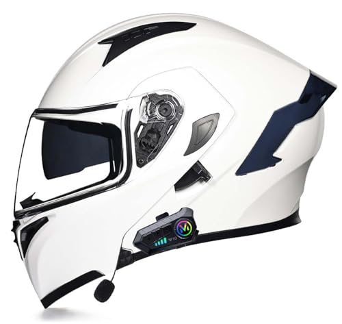 Integralhelm mit Klappmechanismus für Motorrad, modularer Helm, integriertes Motorrad-Doppelvisier für Erwachsene, Männer und Frauen, DOT/ECE-Zertifiziert D,XL(58-59CM) von XLGNXXL