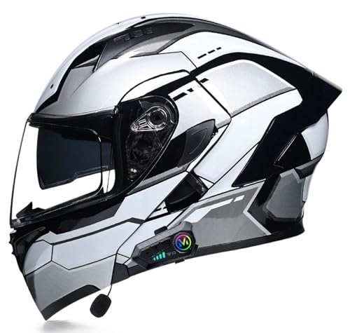 Integralhelm mit Klappmechanismus für Motorrad, modularer Helm, integriertes Motorrad-Doppelvisier für Erwachsene, Männer und Frauen, DOT/ECE-Zertifiziert E,XXL(60-61CM) von XLGNXXL