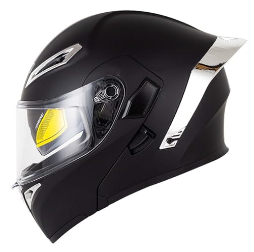 Modularer Motorrad-Klapphelm für Erwachsene, Integralhelm mit HD-Doppelvisier, DOT/ECE-Zertifiziert, Unisex H,M(55-56CM) von XLGNXXL