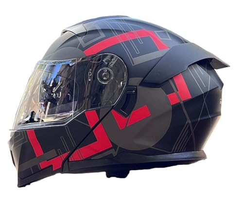 Modularer Motorradhelm, Integralhelm, Klapphelm, DOT/ECE-Zertifiziert, mit Doppelvisier, für Erwachsene, Männer und Frauen, M-XXL B,L(56-58CM) von XLGNXXL