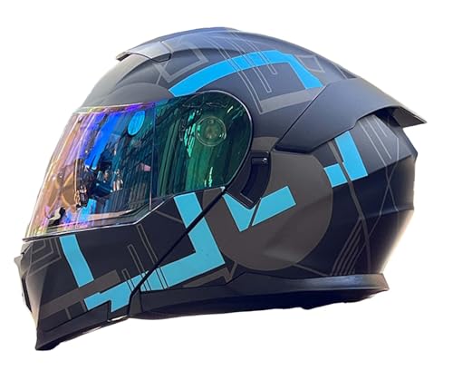 Modularer Motorradhelm, Integralhelm, Klapphelm, DOT/ECE-Zertifiziert, mit Doppelvisier, für Erwachsene, Männer und Frauen, M-XXL E,M(55-56CM) von XLGNXXL