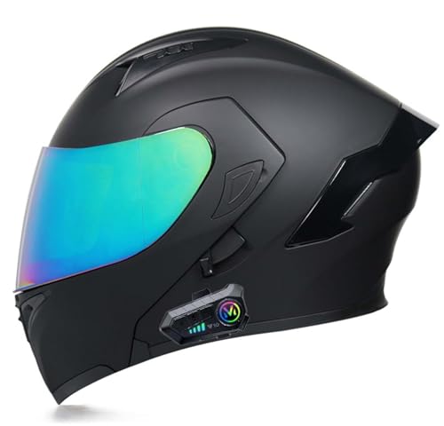 Modularhelm Bluetooth Klapphelm Motorradhelm Integralhelm mit Dual-Lautsprecher-Ohrhörern, Auto-Answer ECE-zertifizierter Motorradhelm B,L(56-57CM) von XLGNXXL