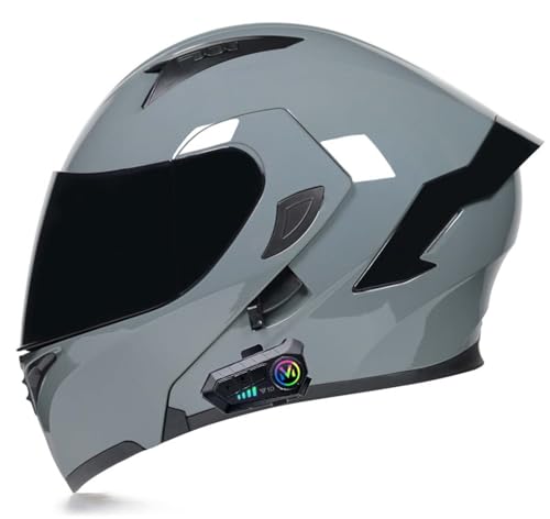 Modularhelm Bluetooth Klapphelm Motorradhelm Integralhelm mit Dual-Lautsprecher-Ohrhörern, Auto-Answer ECE-zertifizierter Motorradhelm C,M(54-55CM) von XLGNXXL