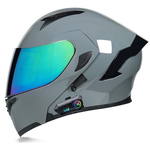 Modularhelm Bluetooth Klapphelm Motorradhelm Integralhelm mit Dual-Lautsprecher-Ohrhörern, Auto-Answer ECE-zertifizierter Motorradhelm D,L(56-57CM) von XLGNXXL