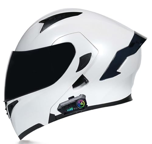 Modularhelm Bluetooth Klapphelm Motorradhelm Integralhelm mit Dual-Lautsprecher-Ohrhörern, Auto-Answer ECE-zertifizierter Motorradhelm E,L(56-57CM) von XLGNXXL