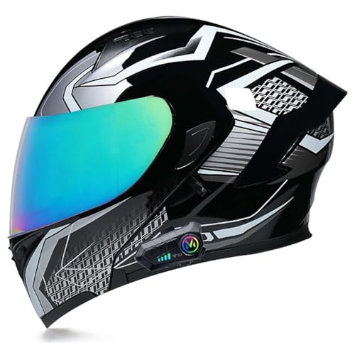 Modularhelm Bluetooth Klapphelm Motorradhelm Integralhelm mit Dual-Lautsprecher-Ohrhörern, Auto-Answer ECE-zertifizierter Motorradhelm G,XXL(60-61CM) von XLGNXXL