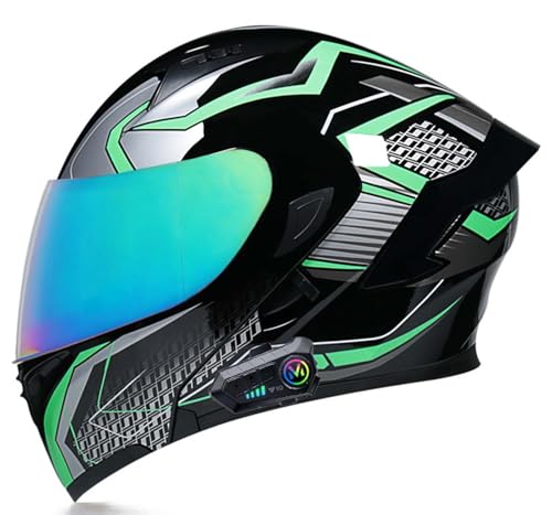 Modularhelm Bluetooth Klapphelm Motorradhelm Integralhelm mit Dual-Lautsprecher-Ohrhörern, Auto-Answer ECE-zertifizierter Motorradhelm H,XL(58-59CM) von XLGNXXL