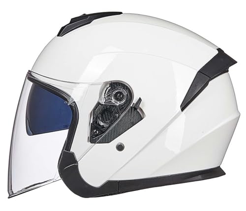 Motorradhelm Vintage Open Face 3/4 Roller Moped Helm mit Doppellinsenvisier DOT und ECE zugelassen für Erwachsene Männer und Frauen J,M von XLGNXXL