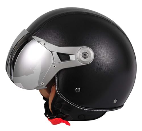 Motorradhelme für Erwachsene mit offenem GesichtRetro-Motorradhelm mit offenem Gesicht, DOT/ECE-zugelassen, Motorrad-Jet-Halbhelm, Unisex, mit Sonnenblende für Mopeds E,XL von XLGNXXL