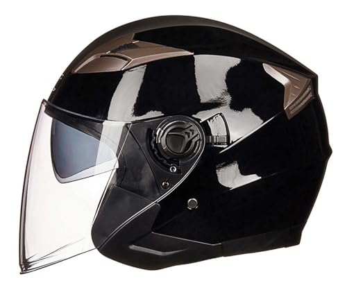 Unisex-Erwachsene 3/4-Stil Offener Retro-Motorrad-Halbhelm Jethelm Mopedhelm mit Doppelvisier DOT/ECE-Zulassung für Erwachsene Männer und Frauen G,M von XLGNXXL