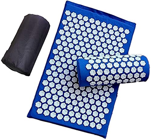 XMING Linderung Stress Massage Acupressur Matte Kissen Set Rose Spike Pad Back Halsschmerz Fußmassage für Büro Home (Color : Blue) von XMING