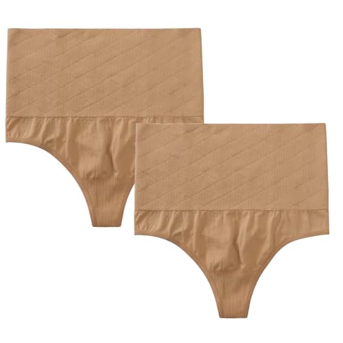 XMUZJSCQ Bauchweg-Tanga für Damen, nahtlos, hoch taillierte Kompressionsunterwäsche, leichtes Hüftmieder (Khaki,Small) von XMUZJSCQ