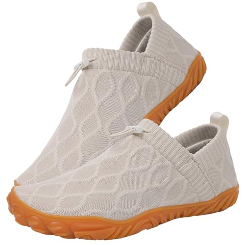 XMUZJSCQ Herren-Wanderschuhe, gestrickt, rutschfest, zum Hineinschlüpfen, atmungsaktives Mesh, Outdoor-Schuhe, Bootfahren, Surfen, Wandern (White,9.5 Women/8 Men) von XMUZJSCQ