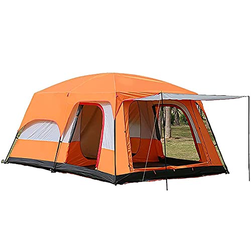 JQDZX Camping Zelte, Kuppelzelt Wasserdichter Sonnenschutz 8 und 12 Personen, 2 Schlafzimmer 4 Jahreszeiten Strandzelt, für Outdoor, Camping, Wandern, Trekking, Festival (Orange,5-8 People) von XMZFQ