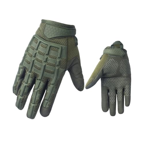 Motorradhandschuhe, Vollfinger-Schutz, rutschfeste Handschuhe, Sport-Arbeitshandschuhe(Grün,M) von XNASU