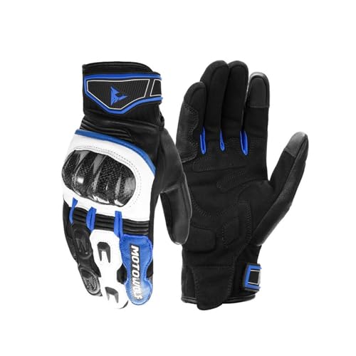 XNASU Atmungsaktive Retro-Motorradhandschuhe Aus Leder, Touchscreen-Schutz, Motocross-Motorradhandschuhe(Blau,XXL) von XNASU