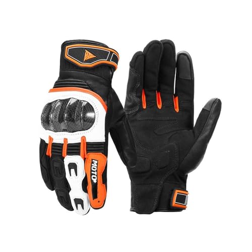XNASU Atmungsaktive Retro-Motorradhandschuhe Aus Leder, Touchscreen-Schutz, Motocross-Motorradhandschuhe(Orange,XXL) von XNASU
