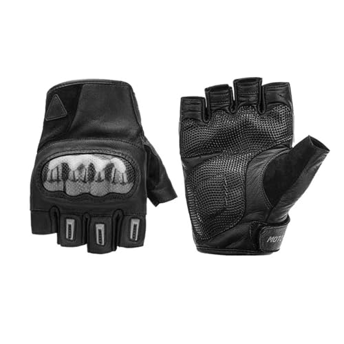 XNASU Halbfinger Motorradhandschuhe Leder Radfahren Fingerlose Handschuhe Retro(Gray,XXL) von XNASU