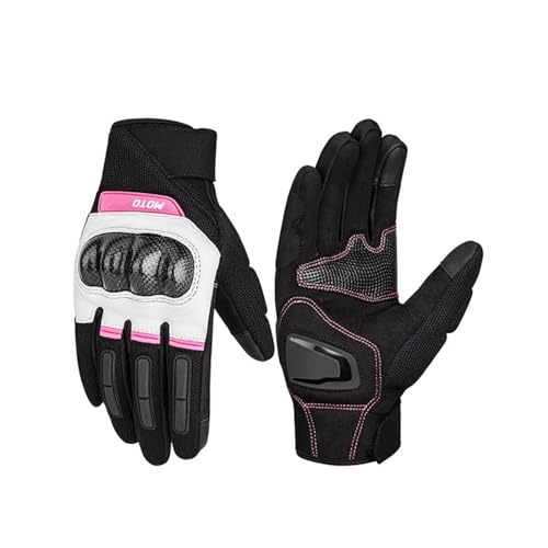 XNASU Halbfinger Motorradhandschuhe Leder Radfahren Fingerlose Handschuhe Retro(Pink,L) von XNASU