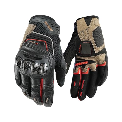 XNASU Leder-Fahrradhandschuhe, Motocross-Handschuhe, Ausrüstung, Fahrer, Anti-Fall-Kohlefaser-Reithandschuhe(1,L) von XNASU