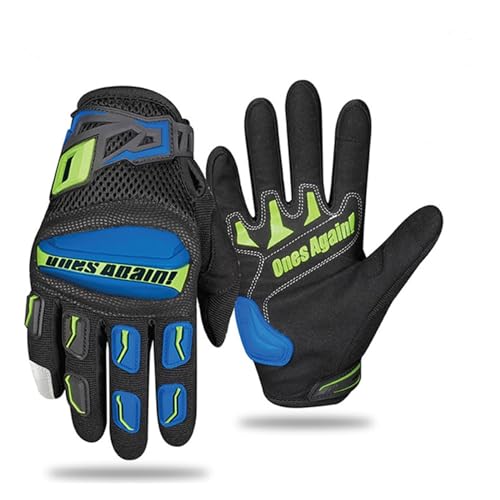 XNASU Leder-Fahrradhandschuhe, Motocross-Handschuhe, Ausrüstung, Fahrer, Anti-Fall-Kohlefaser-Reithandschuhe(Blau,L) von XNASU