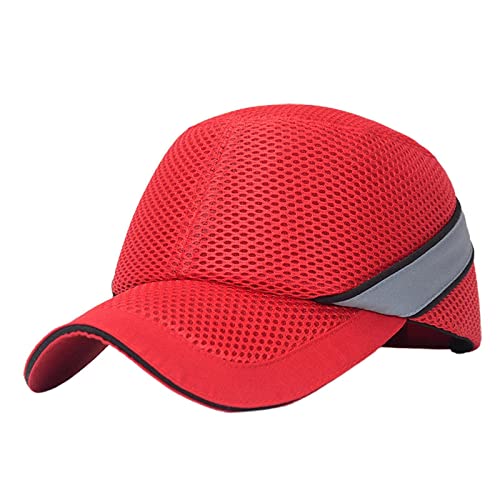Hut geformte Mesh atmungsaktive Arbeitskappe Schutzkappe Zyklus Unisex Fahrrad Helme für Frauen mit Licht (rot, Einheitsgröße) von XNBZW