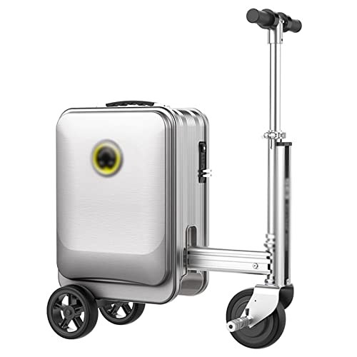XNYXLPP 20-Zoll-Boarding-Koffer, Smart-Following-Koffer, fahrbarer Trolley-Koffer, Ladeanschlüsse, 21-Liter-Kapazitätsschloss für Reisen (Silver) von XNYXLPP