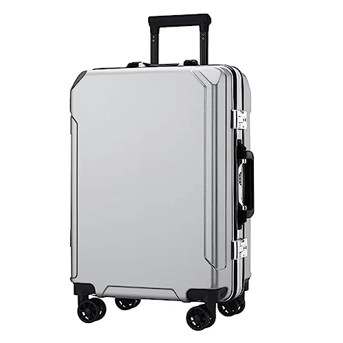 XNYXLPP Gepäckkoffer mit Spinnerrädern, Handgepäck, Zwei USB-Ladeanschlüsse, Koffer mit Aluminiumrahmen, großes Fassungsvermögen (Silver Gray 24 in) von XNYXLPP