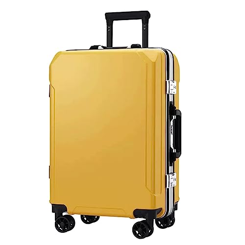 XNYXLPP Gepäckkoffer mit Spinnerrädern, Handgepäck, Zwei USB-Ladeanschlüsse, Koffer mit Aluminiumrahmen, großes Fassungsvermögen (Yellow 22 in) von XNYXLPP