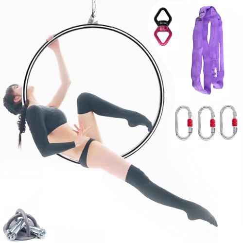 Aerial Hoop-Set für Erwachsene, professionelles Ring-Fitness-Einzelpunkt-Aerial-Hoop-Ausrüstungsset aus Edelstahl (100cm) von XNZJHPP