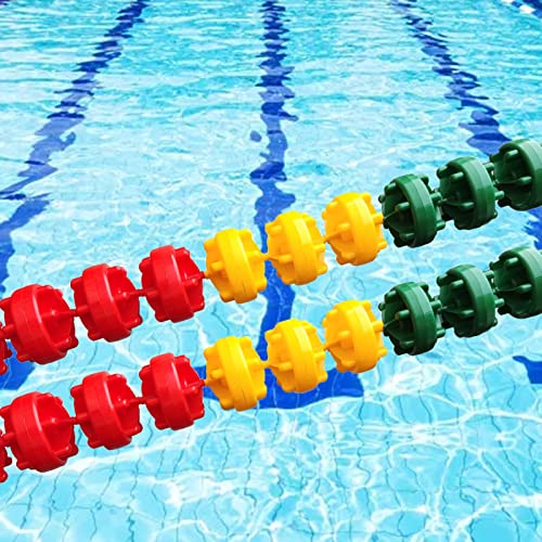 Pool-Trennseil-Schwimmer, 3, 6, 10, 12, 16, 18, 25, 33 Fuß, Schwimmbahnschnur mit leuchtend rot-gelb-grünen Schwimmkörpern, für die Schule in Bodenpools (15cm Diameter 1m/3.3ft/39in) von XNZJHPP