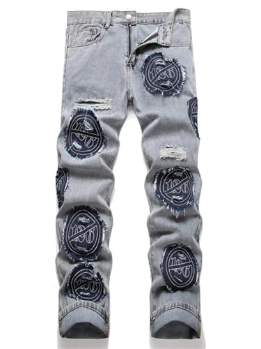 XOJSSLKX Jeans Herren Hose Jeanshose Blue Jeans Straight Leg Herren Denim 38 Blau von XOJSSLKX