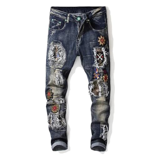 XOJSSLKX Jeans Herren Hose Jeanshose Jeans Herren Gewaschene Hose 34 Blau von XOJSSLKX