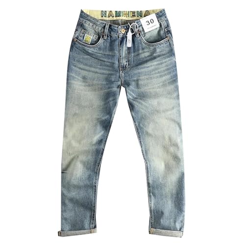 XOJSSLKX Jeans Herren Hose Jeanshose Washed Denim Jeans Herren Gerade Hose 36 Blau von XOJSSLKX