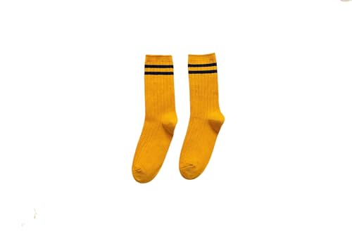 XOJSSLKX Kniestrümpfe Damen Farben Socken Muster Lange Strümpfe Socks Damen Lockere Lange Socken Eur34-39 Gelb von XOJSSLKX