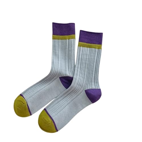 XOJSSLKX Kniestrümpfe Damen Farben Socken Muster Lange Strümpfe Socks Damen Socken Eur35-39 Blau von XOJSSLKX